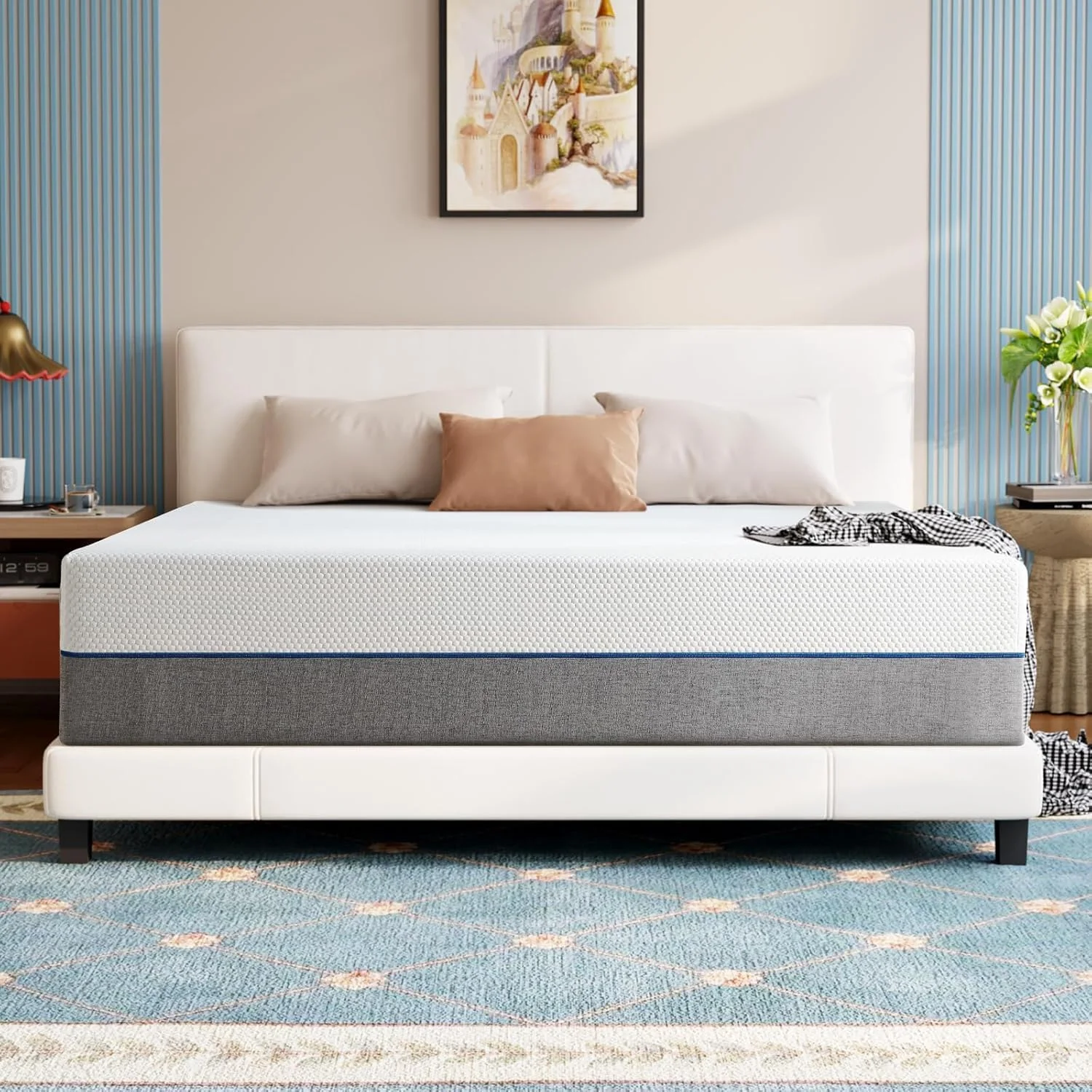 تشک یک نفره Gwydre با ابعاد 190x90، فوم حافظه دار، فوم حافظه دار با قابلیت ارتجاعی بالا، با روکش ضد لغزش قابل جابجایی (190x90x20)