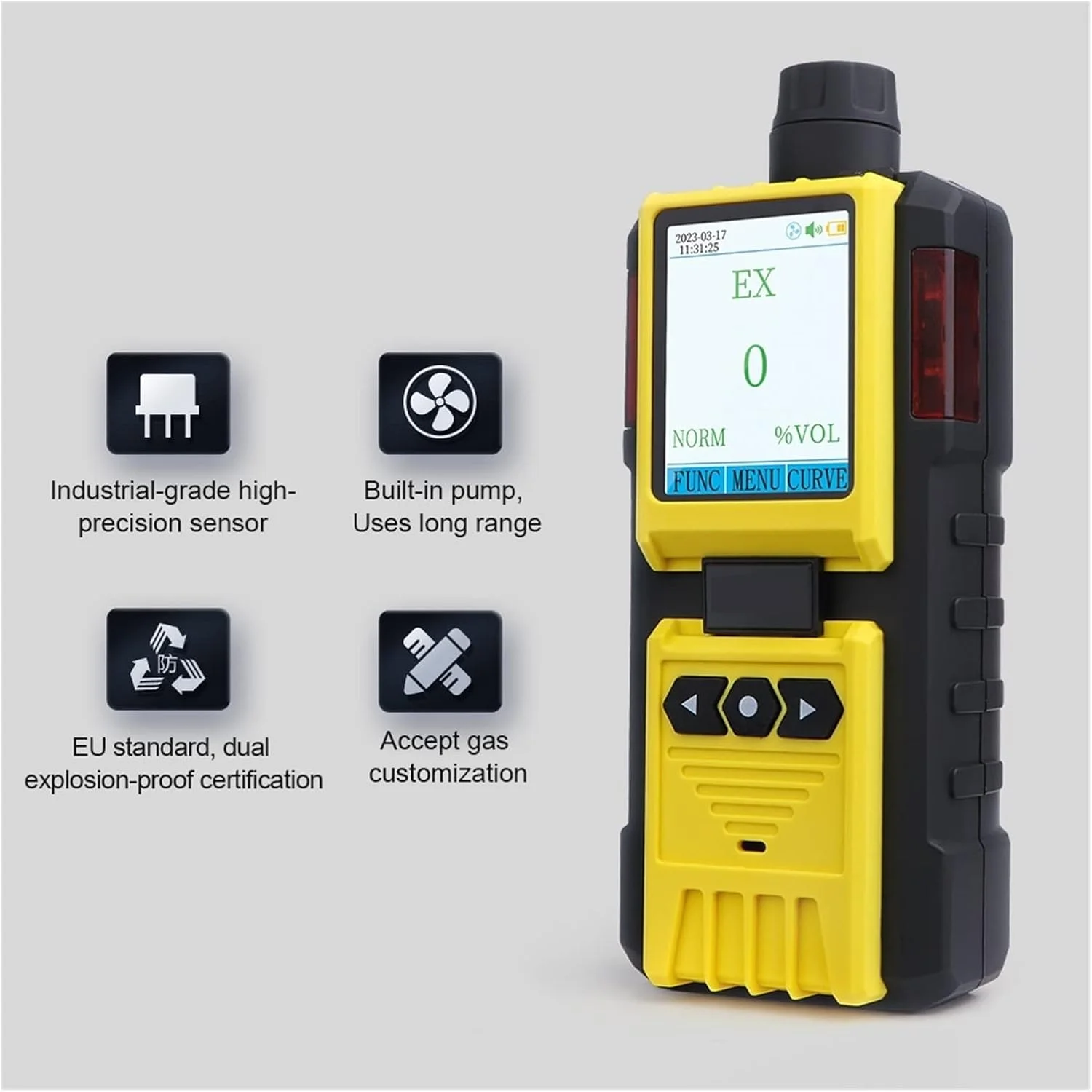 سنسور نشت یاب گاز چندگانه HANZALA، آشکارساز گاز قابل حمل EX، گاز قابل احتراق، چهار روش هشدار، ضد انفجار، دقت و حساسیت بالا