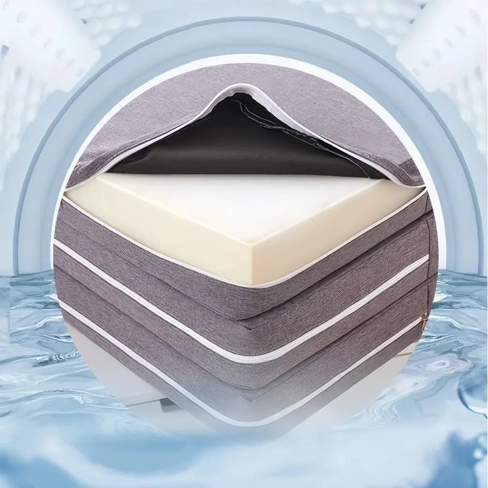 تشک تاشو GOUSYUN، ضخامت 8 سانتی متر، فوم طبی، روکش، سه تاشو، 200 x 90 x 8 سانتی متر، خاکستری