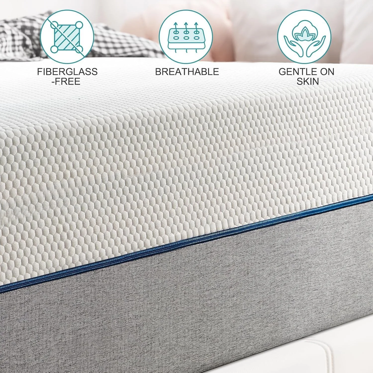 تشک یک نفره Gwydre با ابعاد 190x90، فوم حافظه دار، فوم حافظه دار با قابلیت ارتجاعی بالا، با روکش ضد لغزش قابل جابجایی (190x90x20)