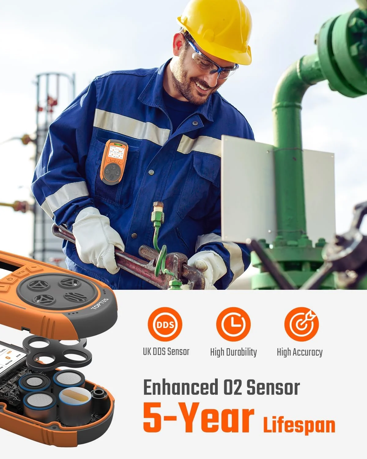 دستگاه تشخیص گاز TopTes Guard-863Pro، مانیتور 4 گاز TFT (H₂S، CO، LEL، O₂) ، 18 ساعت عمر باتری، ایمنی ضد انفجار، سنسور بادوام، ایده آل برای کار و خانه دستگاه تشخیص گاز TopTes Guard-863Pro، مانیتور 4 گاز TFT (H₂S، CO، LEL، O₂) ، 18 ساعت عمر باتری، ایمنی ضد انفجار، سنسور بادوام، ایده آل برای کار و خانه