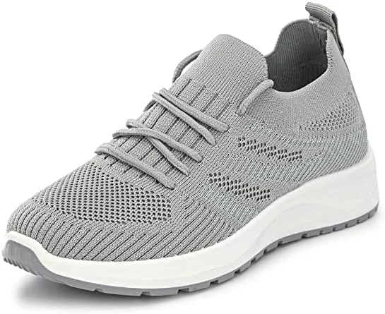 کفش ورزشی زنانه آمبیانس، راحت، مناسب دویدن، زیره برگشت پذیر، سایز 36-41، بند دار، چند رنگ، خاکستری، سایز 36