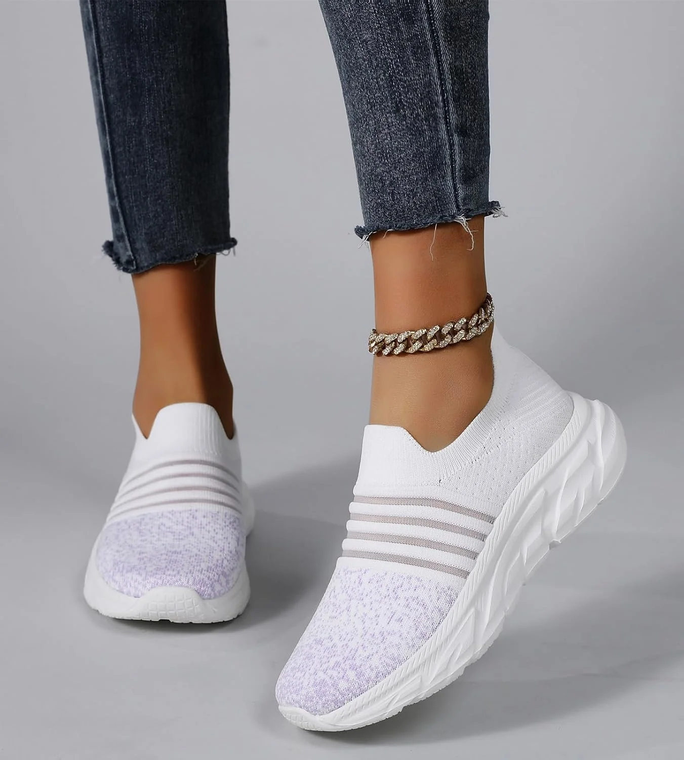 کفش ورزشی زنانه اسلیپ آن، مناسب پیاده روی، راحت، سبک وزن، با قابلیت تنفس، جورابی بافتنی، توری غیر لغزنده، مناسب تنیس، تمرین و دویدن کفش ورزشی زنانه اسلیپ آن، مناسب پیاده روی، راحت، سبک وزن، با قابلیت تنفس، جورابی بافتنی، توری غیر لغزنده، مناسب تنیس، تمرین و دویدن