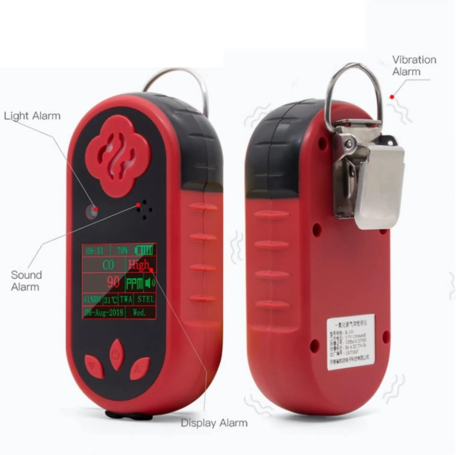 سنسور نشت یابی چندگانه گاز JHQWIDD، ردیاب قابل حمل گاز سولفید هیدروژن H2S، چهار روش هشدار، ضد انفجار، دقت و حساسیت بالا