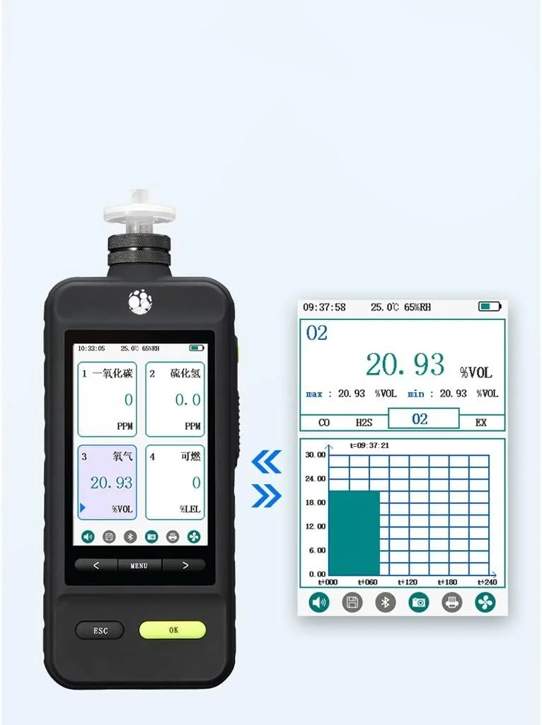 دستگاه هشدار دهنده تشخیص گاز چندگانه قابل حمل ZXM، ابزار تشخیص گازهای سمی و مضر (رنگ: رنگ تصویر)