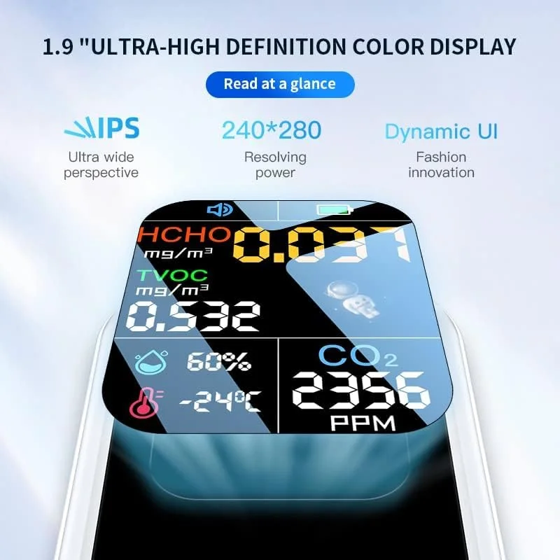 دستگاه تشخیص CO2 اینکبرد، مانیتور کوچک CO2 ارتقا یافته، قابل حمل، چند منظوره 5 در 1، مانیتور کیفیت هوا، دستگاه تشخیص دی اکسید کربن، دستگاه تشخیص دما و رطوبت، اندازه مسافرتی برای خانه، داخل و خارج از منزل دستگاه تشخیص CO2 اینکبرد، مانیتور کوچک CO2 ارتقا یافته، قابل حمل، چند منظوره 5 در 1، مانیتور کیفیت هوا، دستگاه تشخیص دی اکسید کربن، دستگاه تشخیص دما و رطوبت، اندازه مسافرتی برای خانه، داخل و خارج از منزل