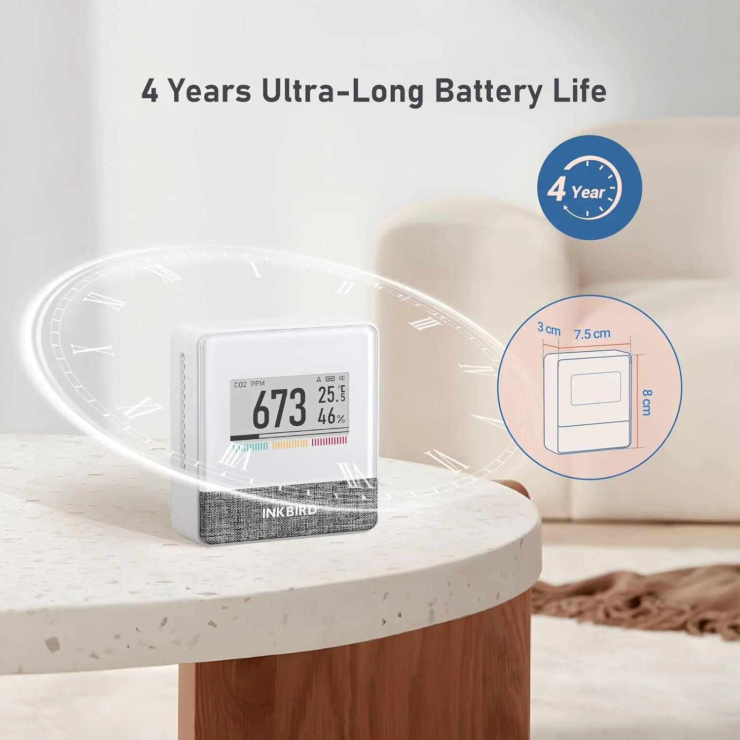 مانیتور هوشمند کیفیت هوای داخل خانه INKBIRD IAM-T1 با نمایشگر جوهر الکترونیکی، نشانگر سطح CO2، نظارت از طریق اپلیکیشن، نمایش دما، رطوبت نسبی و فشار هوا، با 4 سال عمر باتری برای خانه، دفتر و مدرسه مانیتور هوشمند کیفیت هوای داخل خانه INKBIRD IAM-T1 با نمایشگر جوهر الکترونیکی، نشانگر سطح CO2، نظارت از طریق اپلیکیشن، نمایش دما، رطوبت نسبی و فشار هوا، با 4 سال عمر باتری برای خانه، دفتر و مدرسه