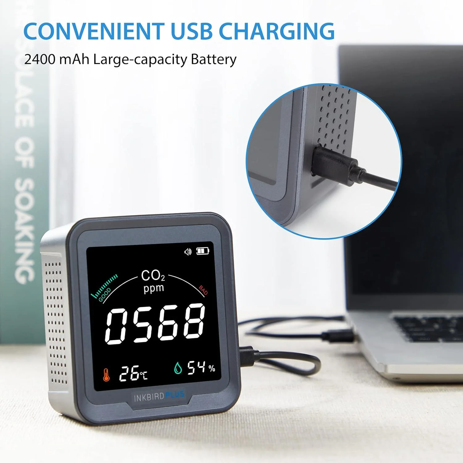 دستگاه سنجش کیفیت هوای داخل INKBIRDPLUS، دماسنج و رطوبت سنج، ردیاب دی اکسید کربن، دستگاه CO2 داخلی با عملکرد هشدار، ردیاب CO2 برای گلخانه ها، انبارهای شراب، خانه ها و خودروها دستگاه سنجش کیفیت هوای داخل INKBIRDPLUS، دماسنج و رطوبت سنج، ردیاب دی اکسید کربن، دستگاه CO2 داخلی با عملکرد هشدار، ردیاب CO2 برای گلخانه ها، انبارهای شراب، خانه ها و خودروها