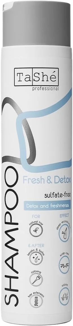 شامپو بدون سولفات مو Flario "FRESH & DETOX" از TaShe Professional، عمیقا موها را ترمیم می کند، موها را تقویت می کند، شامپو با شوره سر مبارزه می کند، مناسب برای انواع مو، 300 میلی لیتر شامپو بدون سولفات مو Flario "FRESH & DETOX" از TaShe Professional، عمیقا موها را ترمیم می کند، موها را تقویت می کند، شامپو با شوره سر مبارزه می کند، مناسب برای انواع مو، 300 میلی لیتر