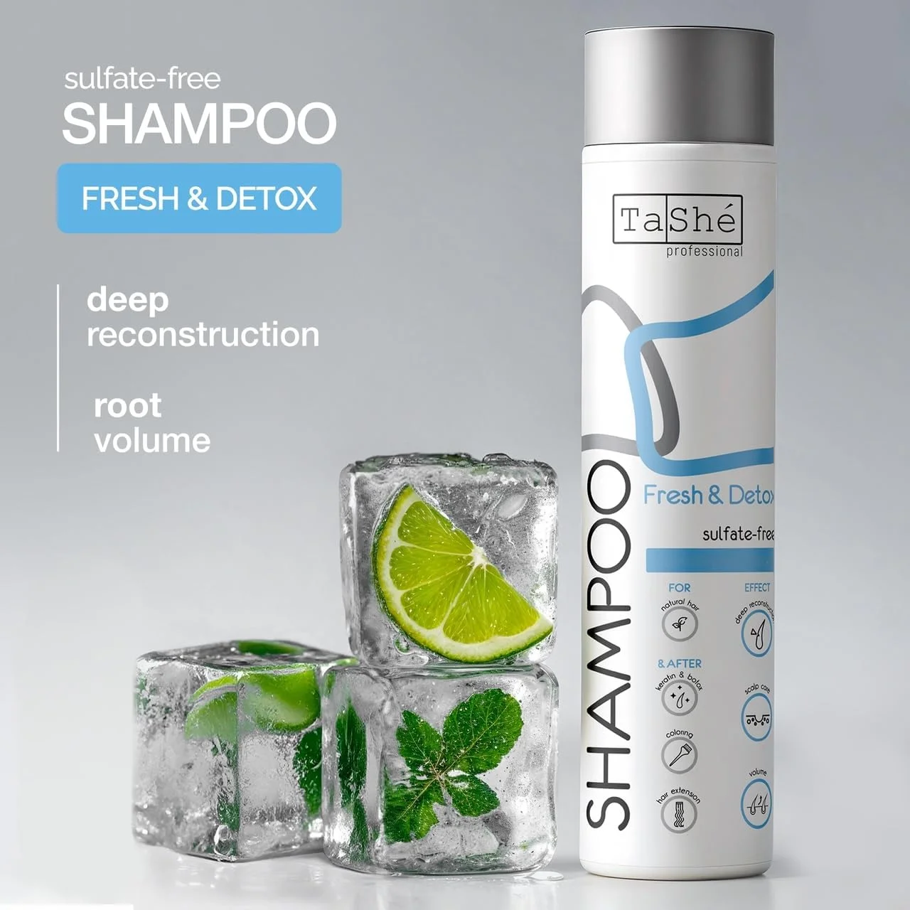 شامپو بدون سولفات مو Flario "FRESH & DETOX" از TaShe Professional، عمیقا موها را ترمیم می کند، موها را تقویت می کند، شامپو با شوره سر مبارزه می کند، مناسب برای انواع مو، 300 میلی لیتر شامپو بدون سولفات مو Flario "FRESH & DETOX" از TaShe Professional، عمیقا موها را ترمیم می کند، موها را تقویت می کند، شامپو با شوره سر مبارزه می کند، مناسب برای انواع مو، 300 میلی لیتر