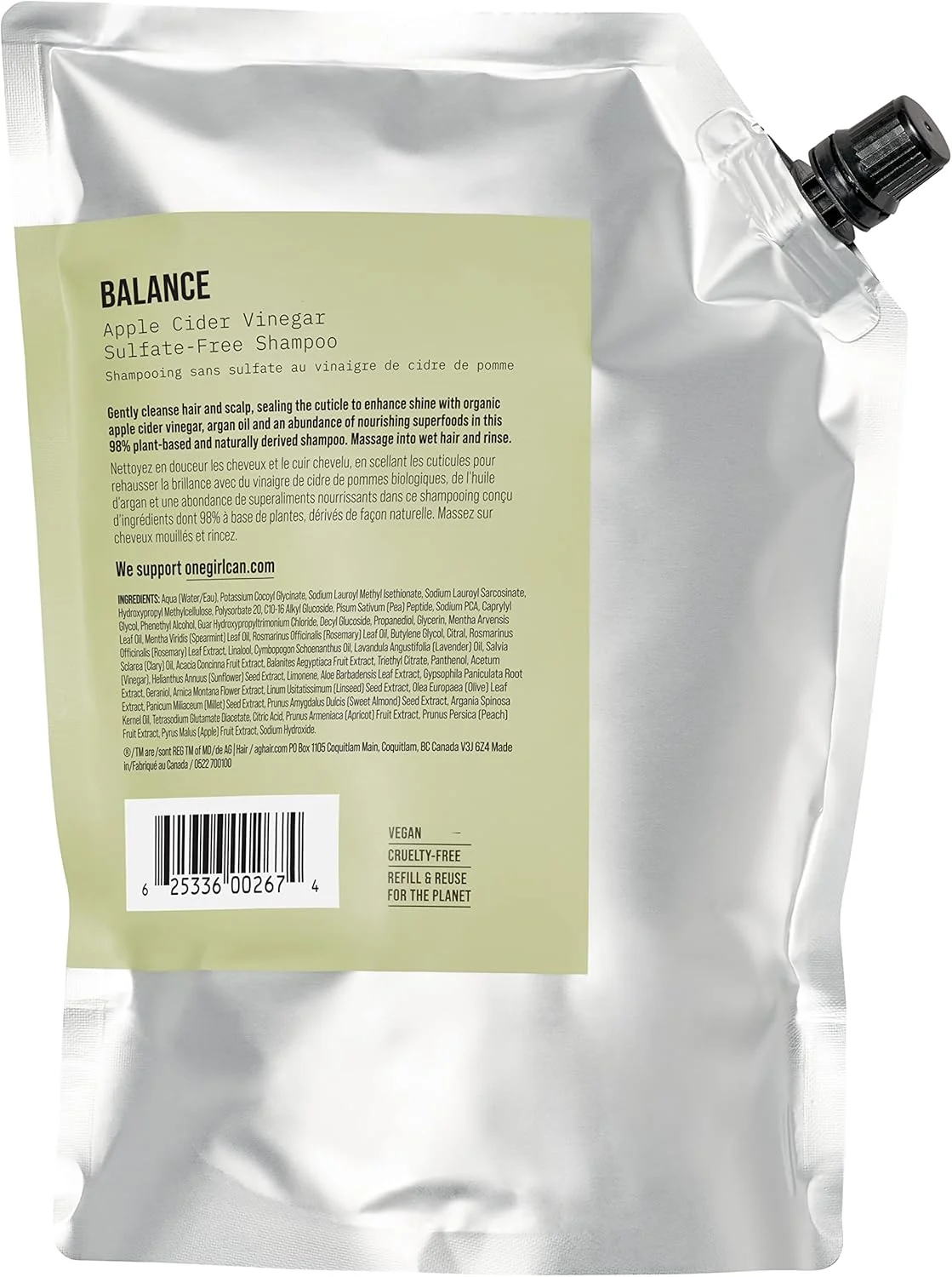 شامپو بدون سولفات سرکه سیب AG Hair Balance، پر کننده 1 لیتری شامپو بدون سولفات سرکه سیب AG Hair Balance، پر کننده 1 لیتری