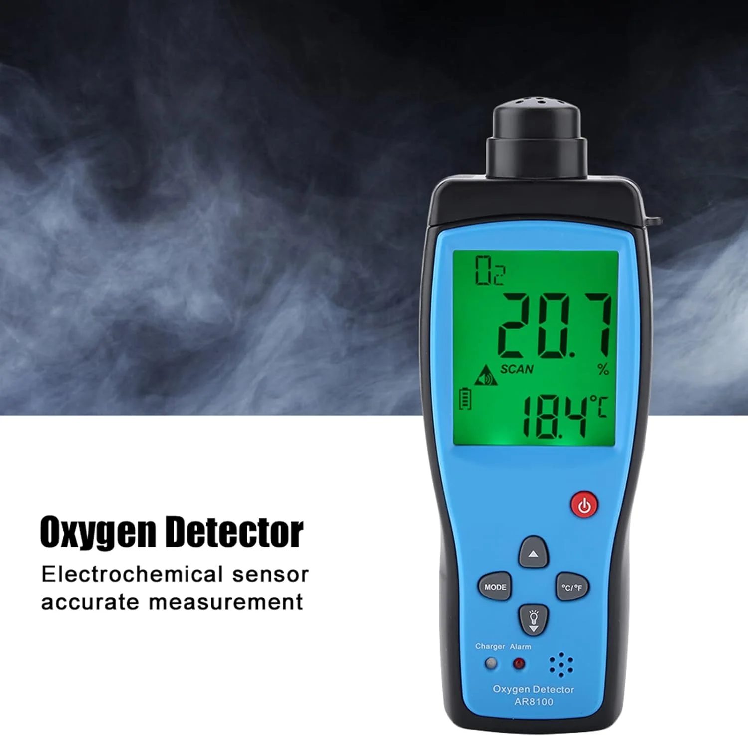 دستگاه تشخیص اکسیژن دستی Luqeeg AR8100، آنالایزر اکسیژن O2 قابل شارژ، متر اکسیژن با صفحه نمایش LCD با نور پس زمینه، بازرس قابل حمل تشخیص خلوص اکسیژن برای فضای باز، خانه، صنعت