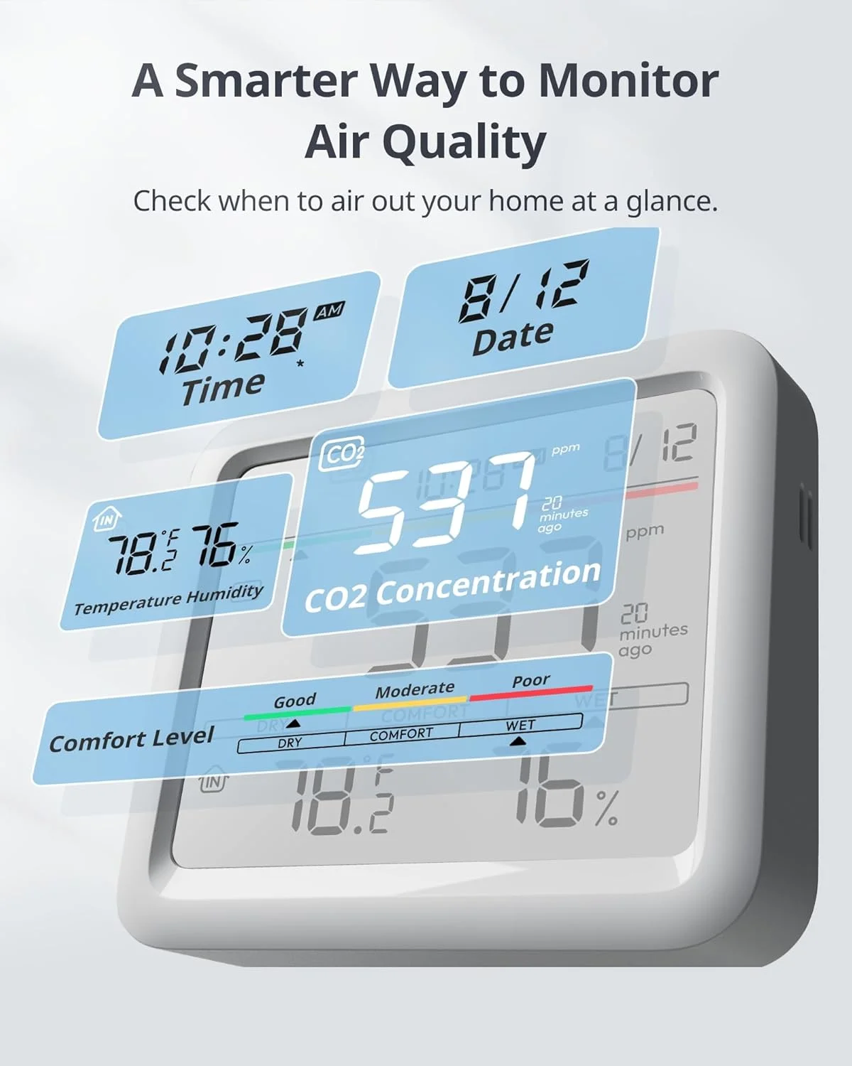 مانیتور کیفیت هوای داخل خانه سوییچ بات Meter Pro CO2، 6 در 1، آلارم CO2، نمایشگر بزرگ، تستر کیفیت هوا بلوتوثی برای خانه، دفتر، ذخیره سازی داده 2 مانیتور کیفیت هوای داخل خانه سوییچ بات Meter Pro CO2، 6 در 1، آلارم CO2، نمایشگر بزرگ، تستر کیفیت هوا بلوتوثی برای خانه، دفتر، ذخیره سازی داده 2