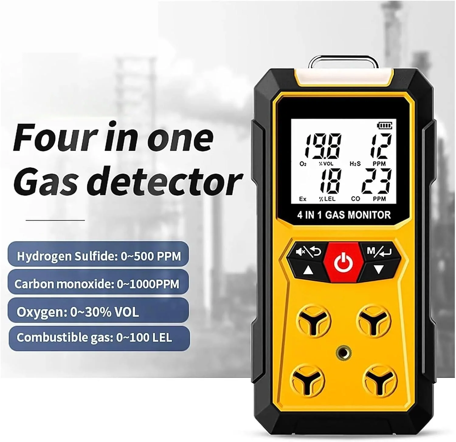 دستگاه تشخیص نشت گاز 4 در 1 (H2S، EX، O2، CO) - مانیتور ایمنی قابل اعتماد برای خانه و محل کار با تشخیص دقیق