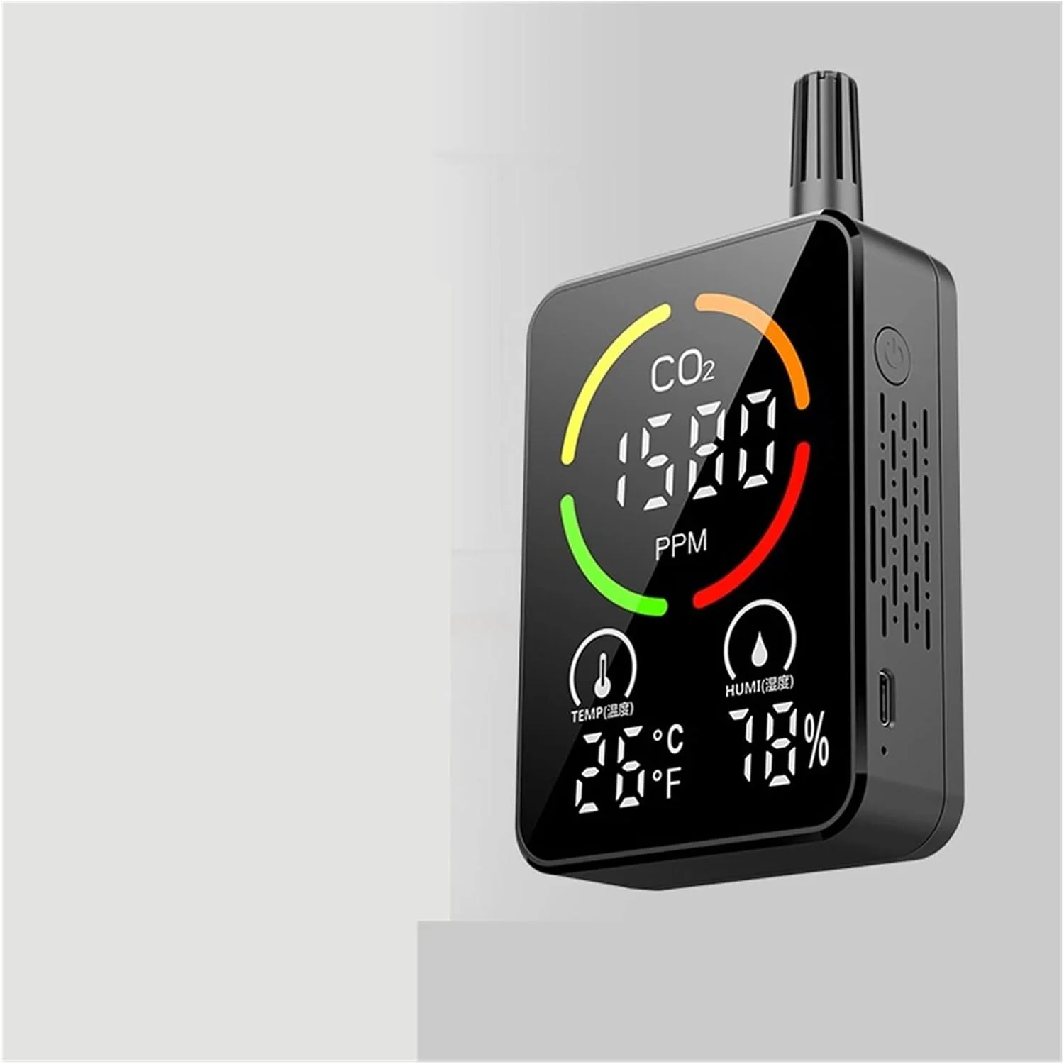 دستگاه تشخیص گاز GFSuwqj، دستگاه تشخیص دی اکسید کربن مادون قرمز برای تشخیص دما و رطوبت، غلظت CO2، کیفیت هوا، دستگاه تشخیص نشت گاز (سفید)