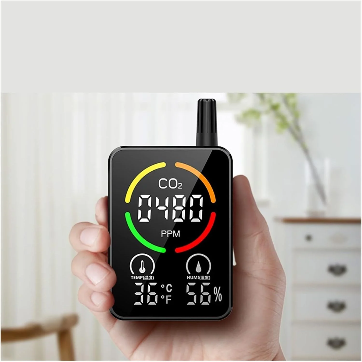 دستگاه تشخیص گاز GFSuwqj، دستگاه تشخیص دی اکسید کربن مادون قرمز برای تشخیص دما و رطوبت، غلظت CO2، کیفیت هوا، دستگاه تشخیص نشت گاز (سفید)