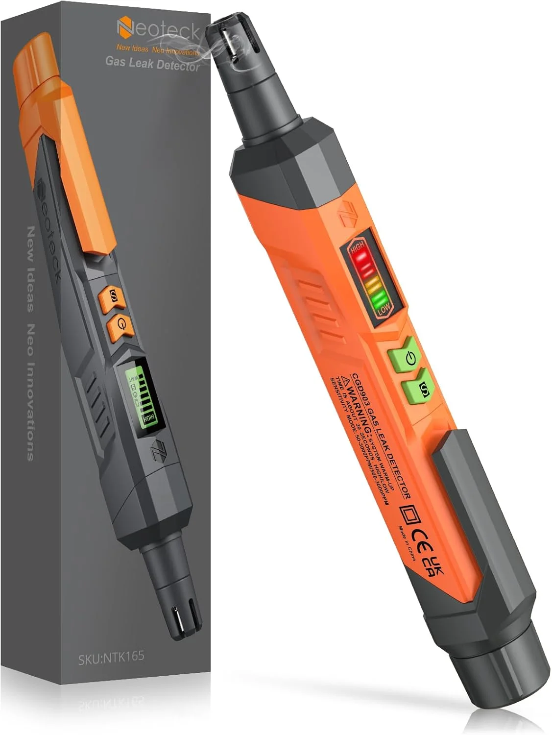 نئوتک آشکارساز نشت گاز، آشکارساز گاز طبیعی با آلارم صوتی و نوری، آشکارساز گاز قابل حمل برای تعیین محل منابع نشت گازهای قابل اشتعال مانند متان، پروپان برای خانه