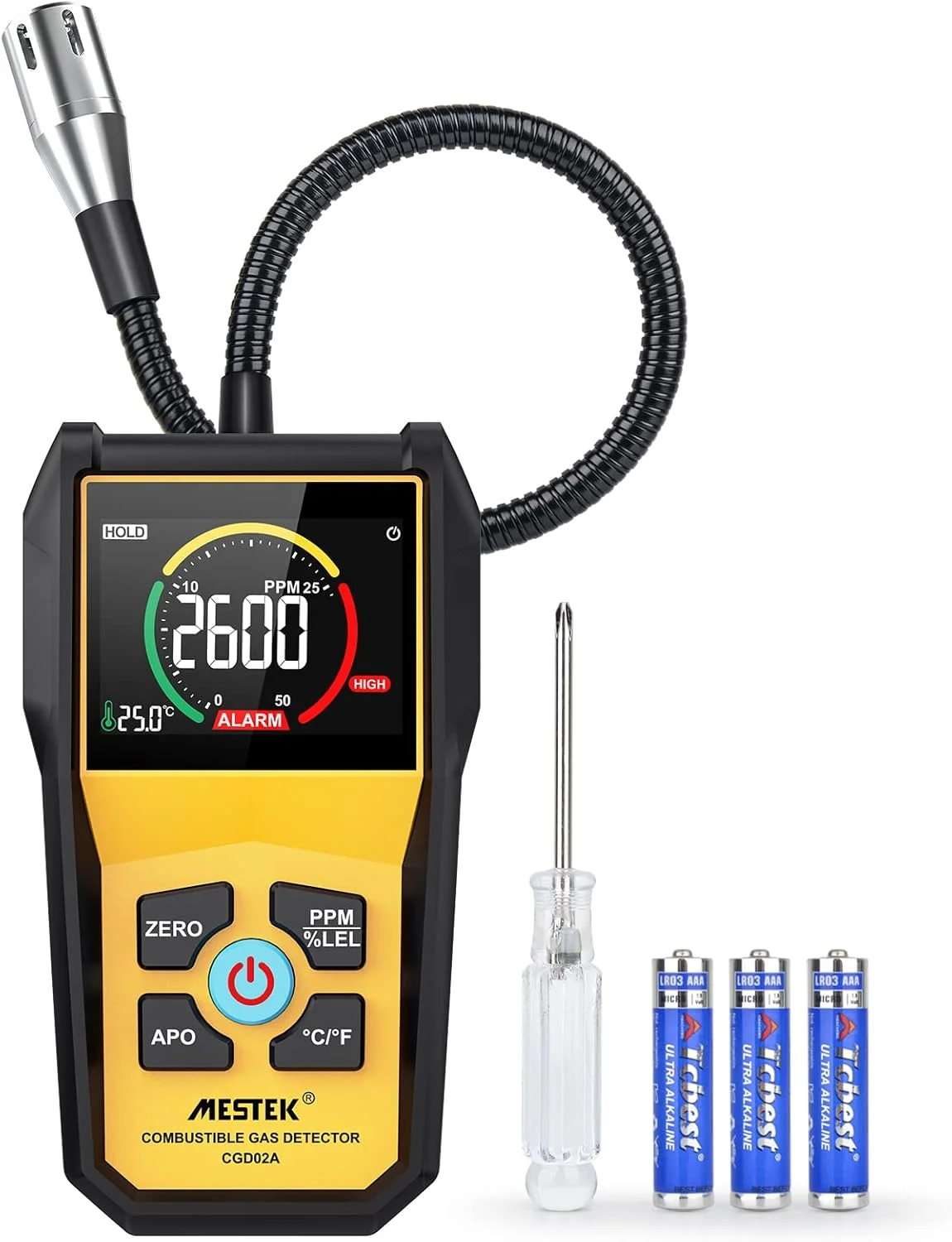 دستگاه تشخیص نشت گاز MESTEK، ردیاب قابل حمل نشت گاز برای متان، پروپان، بوتان، گاز مایع خانگی، ردیاب گاز شهری با آلارم صوتی، صفحه نمایش دیجیتال LED برای آشپزخانه، گاراژ، خانه سیار