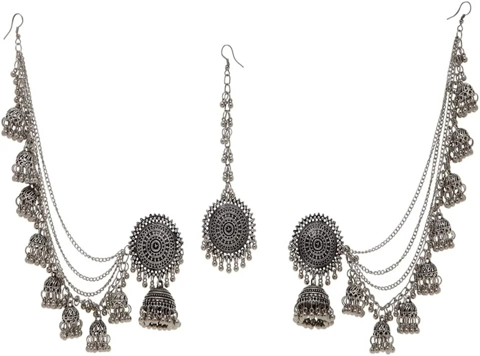 Shining Diva Fashion جدیدترین مدل های شیک مانگ تیکا باهوبالی جومکا گوشواره زنانه و دخترانه (12395er)، سایز آزاد Shining Diva Fashion جدیدترین مدل های شیک مانگ تیکا باهوبالی جومکا گوشواره زنانه و دخترانه (12395er)، سایز آزاد