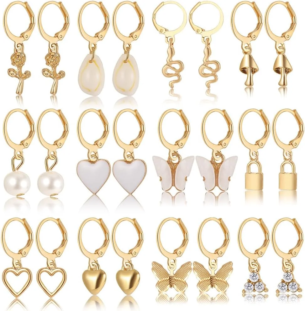 Shining Diva Fashion ست ترکیبی 12 جفتی گوشواره های آویز شیک و جدید برای زنان و دختران (15859er) Shining Diva Fashion ست ترکیبی 12 جفتی گوشواره های آویز شیک و جدید برای زنان و دختران (15859er)