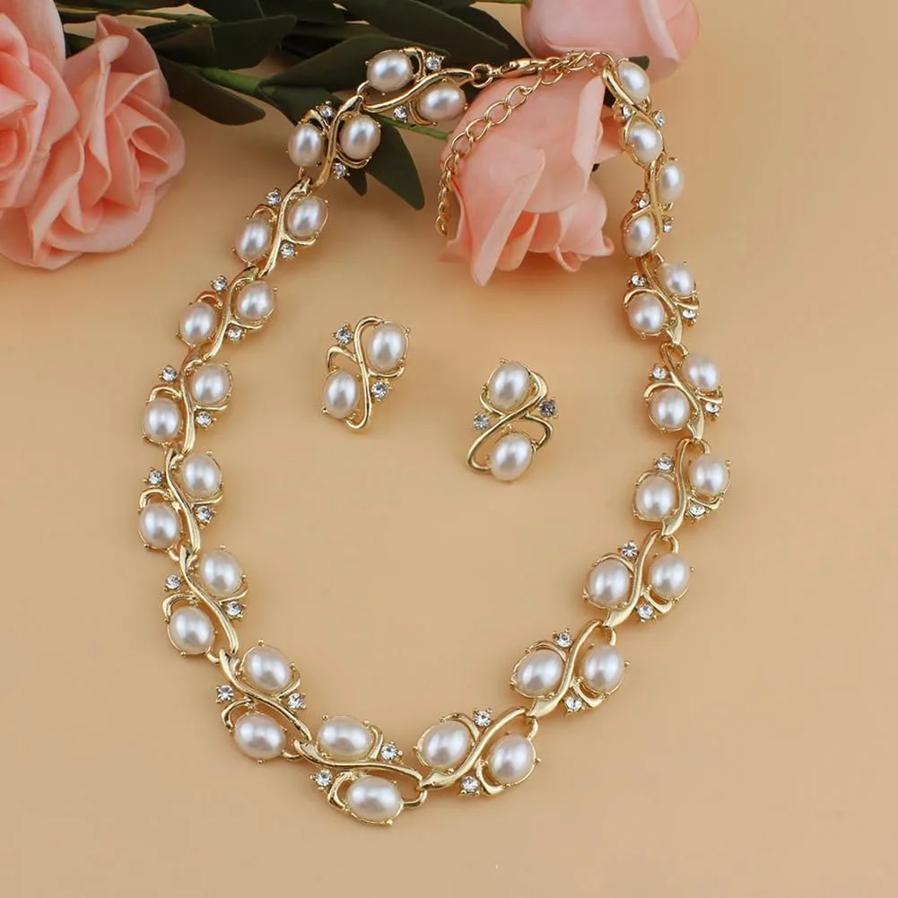 ست جواهرات گردنبند و گوشواره مرواریدی شیک و جدید زنانه Shining Diva Fashion (15225s) ست جواهرات گردنبند و گوشواره مرواریدی شیک و جدید زنانه Shining Diva Fashion (15225s)