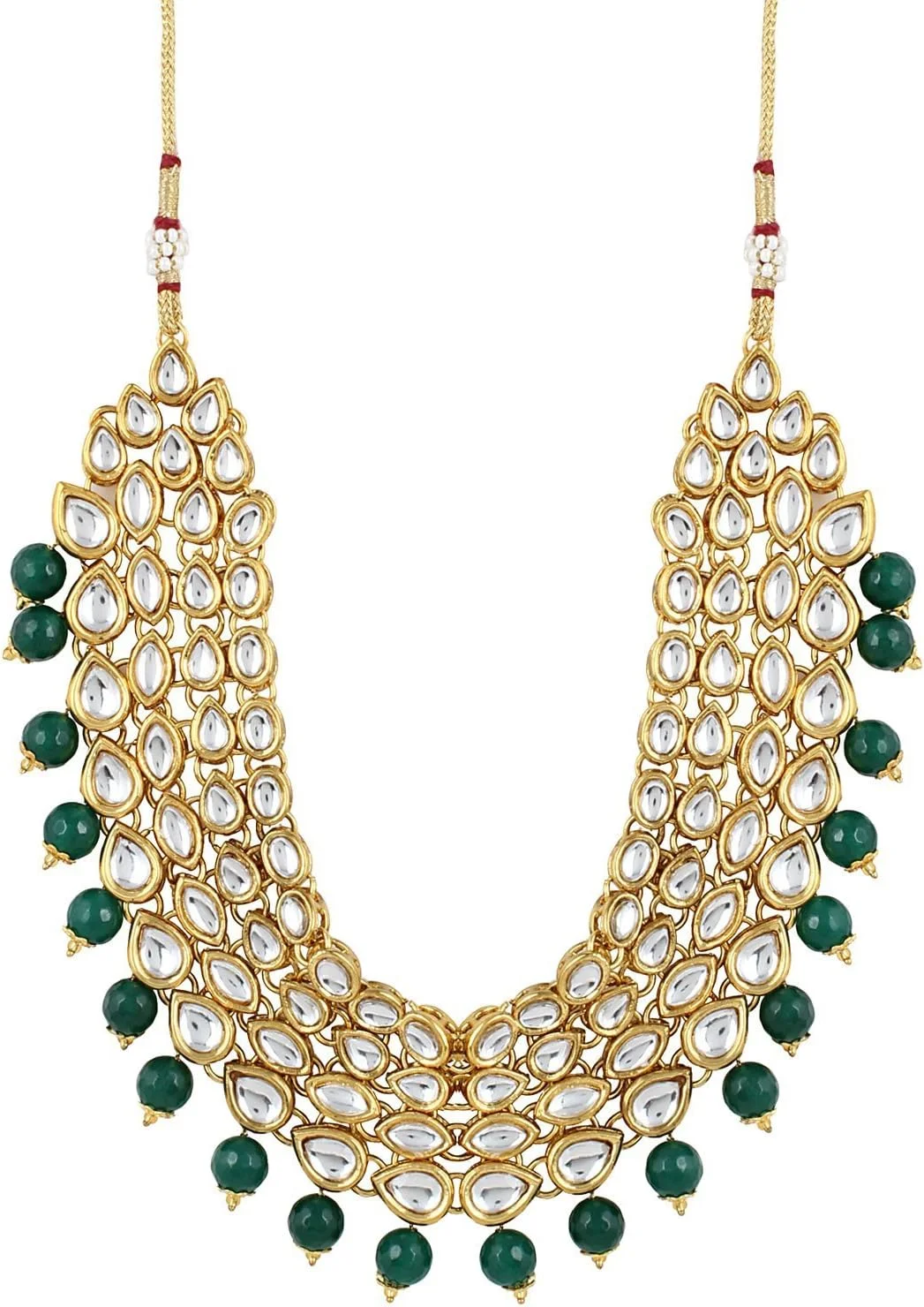 ست گردنبند شیک و مجلسی زنانه مدل Kundan سبز رنگ Shining Diva، مناسب عروسی، زیورآلات سنتی به همراه گوشواره برای زنان و دختران (9837s) ست گردنبند شیک و مجلسی زنانه مدل Kundan سبز رنگ Shining Diva، مناسب عروسی، زیورآلات سنتی به همراه گوشواره برای زنان و دختران (9837s)