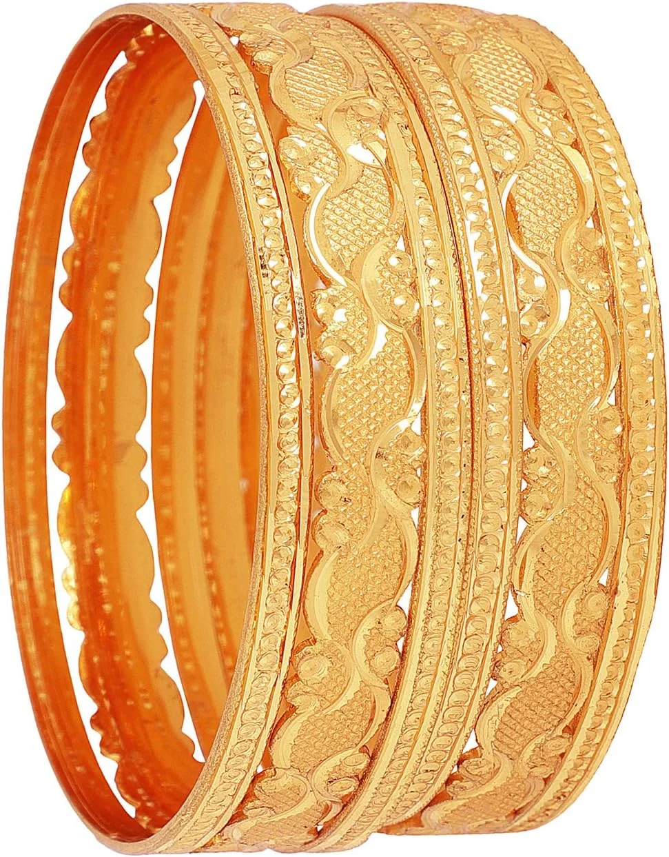 ست 6 عددی النگو زنانه با طرح سنتی و روکش طلای یک گرمی شاینینگ دیوا (طلایی) (11714b_2.6)