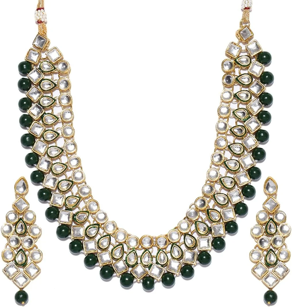 ست جواهرات زنانه با روکش طلای نگین دار شاینینگ دیوا (سبز) (rrsd7818s)
