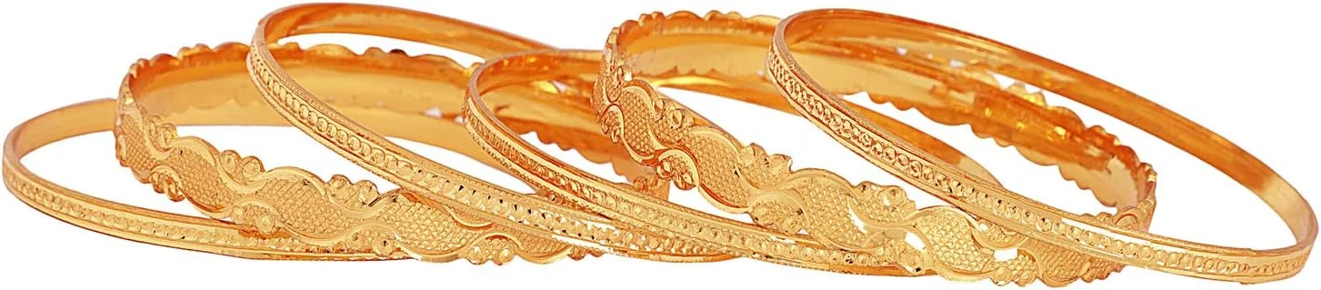 ست 6 عددی النگو زنانه با طرح سنتی و روکش طلای یک گرمی شاینینگ دیوا (طلایی) (11714b_2.6) ست 6 عددی النگو زنانه با طرح سنتی و روکش طلای یک گرمی شاینینگ دیوا (طلایی) (11714b_2.6)