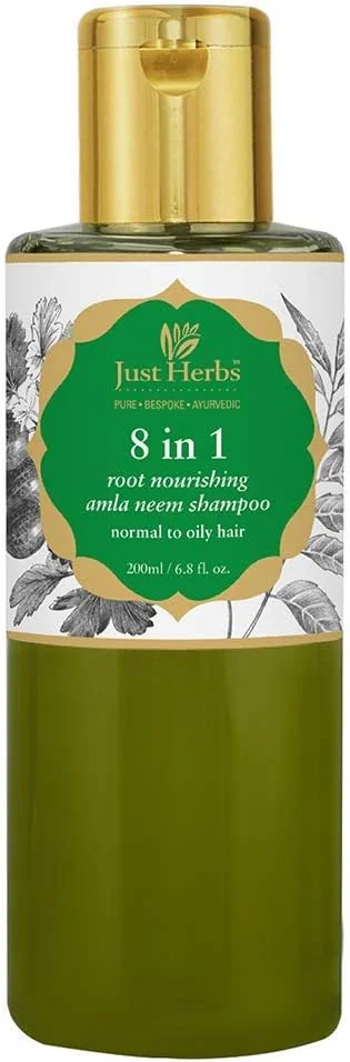 شامپو تقویت کننده ریشه مو 8 در 1 Just Herbs حاوی آملا و نیم، کنترل کننده ریزش مو برای آقایان و بانوان - مناسب برای پوست سر چرب، فاقد سولفات و پارابن 200 میلی لیتر شامپو تقویت کننده ریشه مو 8 در 1 Just Herbs حاوی آملا و نیم، کنترل کننده ریزش مو برای آقایان و بانوان - مناسب برای پوست سر چرب، فاقد سولفات و پارابن 200 میلی لیتر