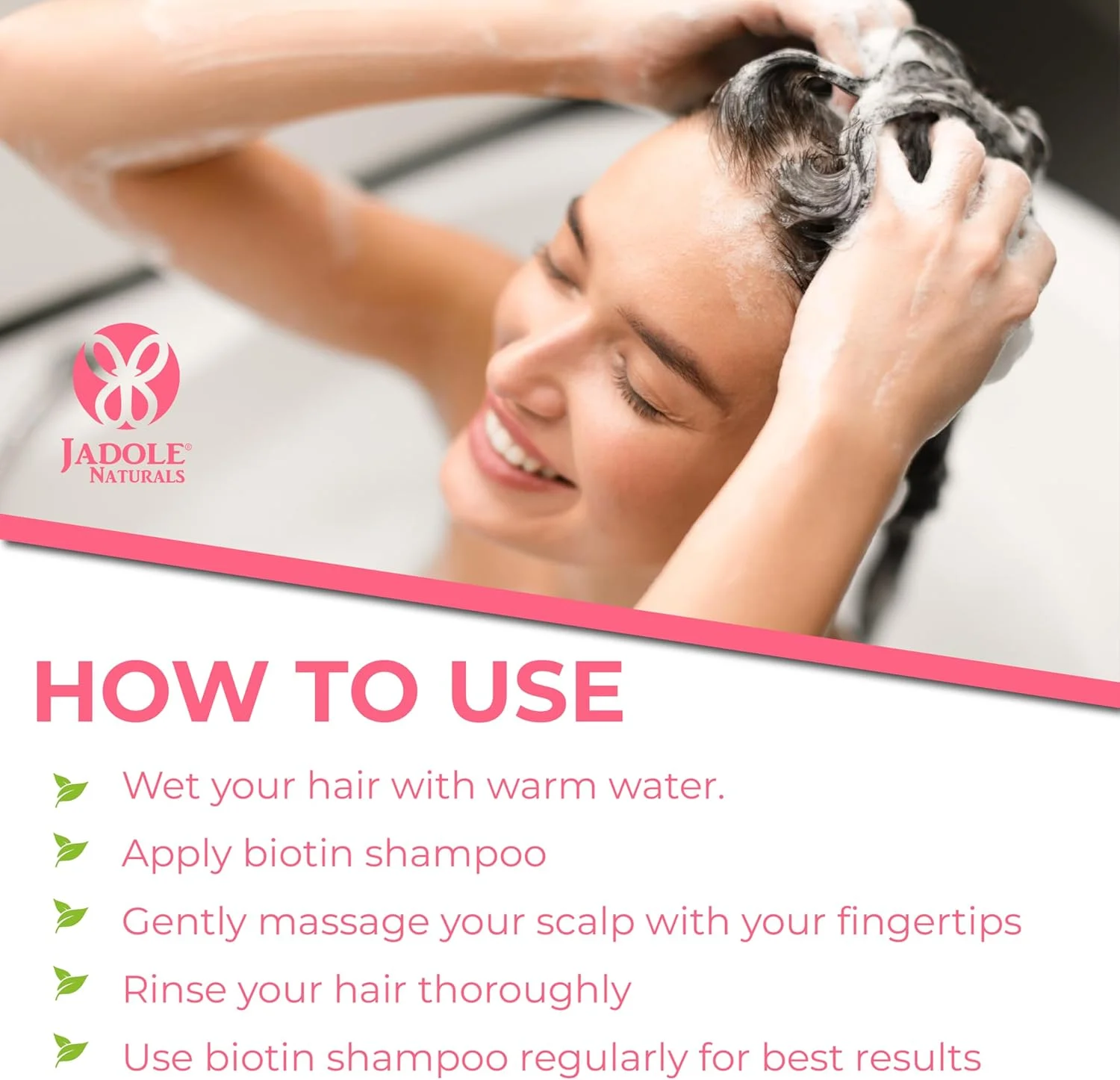شامپو بیوتین نچرالز Jadole برای رشد مو، مسدود کننده DHT و بدون سولفات برای آقایان و بانوان، 500 میلی لیتر