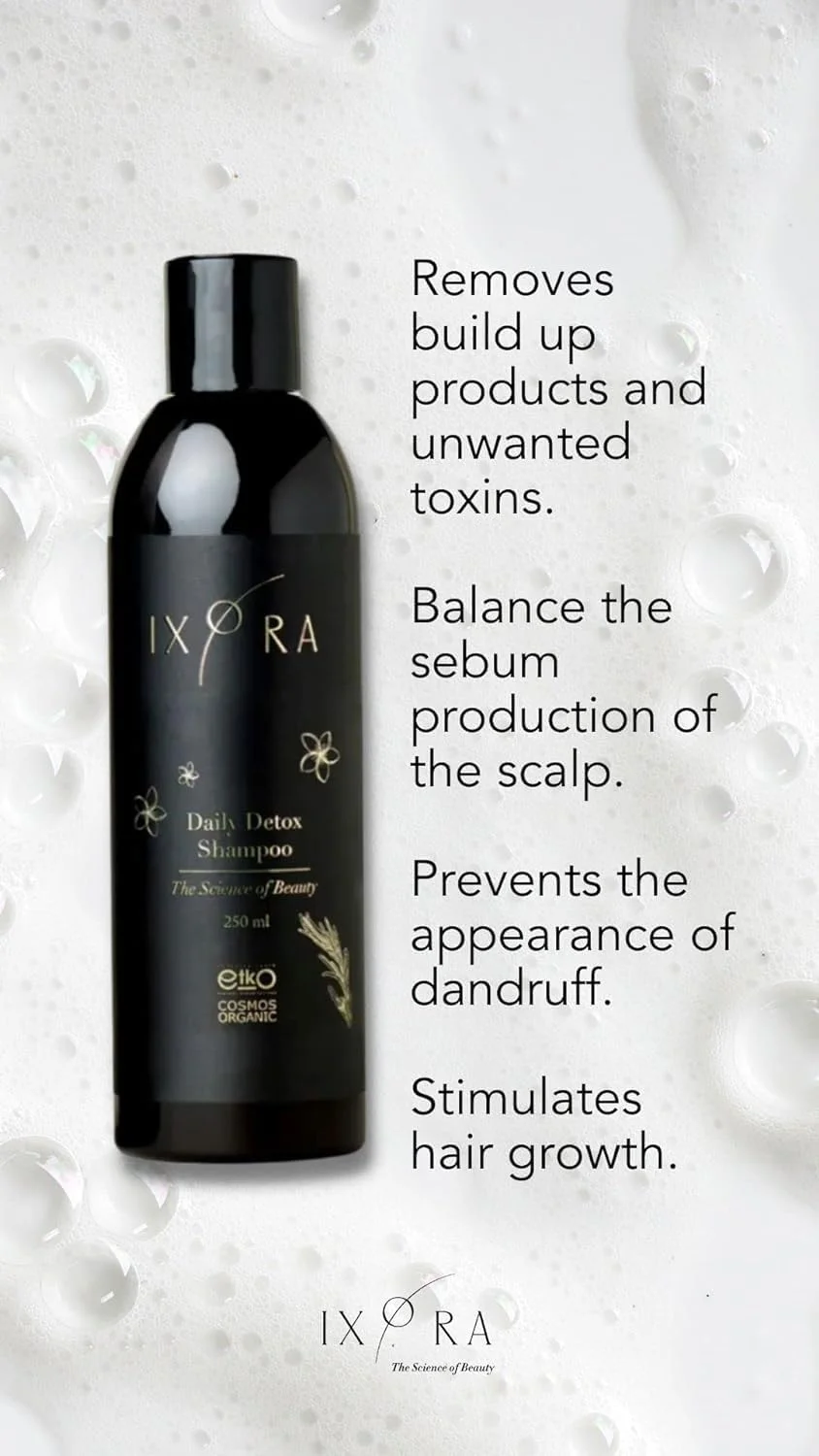 شامپو سم زدای روزانه ایکزورا، شامپو شفاف کننده و ضد ریزش مو برای رشد مو، بدون سولفات و GMO - 250 میلی لیتر ارگانیک تایید شده شامپو سم زدای روزانه ایکزورا، شامپو شفاف کننده و ضد ریزش مو برای رشد مو، بدون سولفات و GMO - 250 میلی لیتر ارگانیک تایید شده