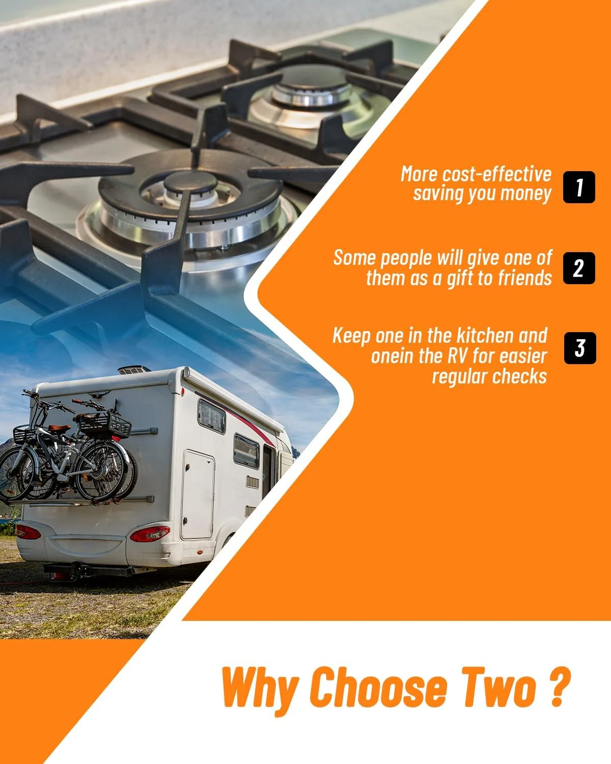 دستگاه تشخیص نشت گاز VITITE؛ دستگاه تشخیص گاز پروپان و گاز طبیعی؛ آلارم گاز قابل حمل کوچک برای یافتن منابع نشت گازهای قابل احتراق برای خانه و RV (شامل 2 باتری و کیف حمل) - نارنجی 2 عددی