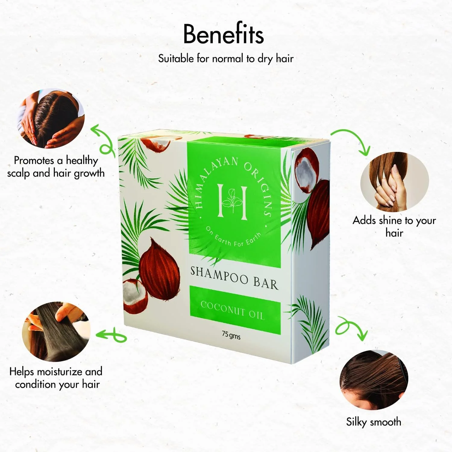 شامپو بار روغن نارگیل طبیعی هیمالین اوریجینز، مناسب موهای معمولی و خشک، فاقد سولفات و پارابن - 75 گرم شامپو بار روغن نارگیل طبیعی هیمالین اوریجینز، مناسب موهای معمولی و خشک، فاقد سولفات و پارابن - 75 گرم
