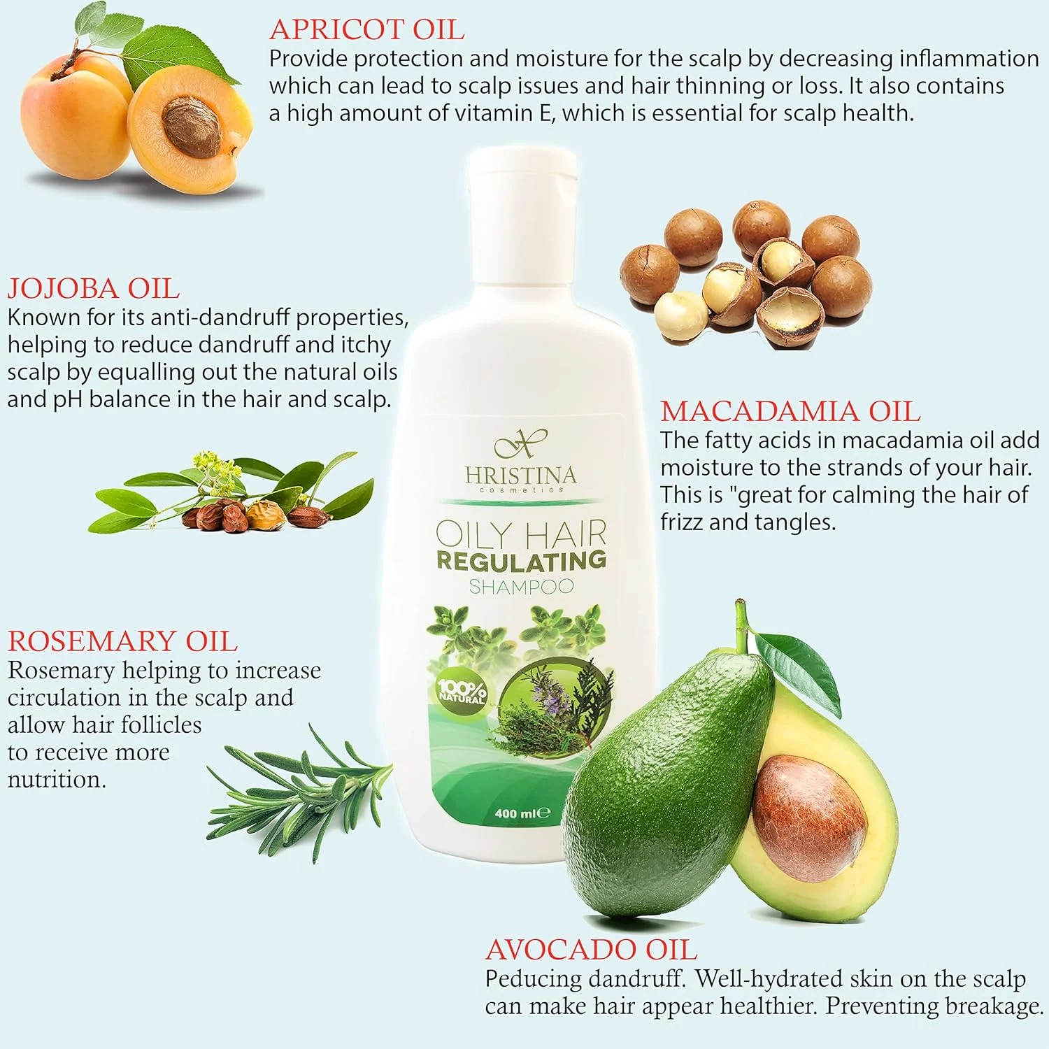 شامپو 100% طبیعی موهای چرب Hristina Cosmetics - برای پوست سر و موی سالم - 400 میلی لیتر - ایده آل برای آقایان و بانوان - تقویت کننده و طراوت بخش پوست سر - تنظیم کننده چربی اضافی شامپو 100% طبیعی موهای چرب Hristina Cosmetics - برای پوست سر و موی سالم - 400 میلی لیتر - ایده آل برای آقایان و بانوان - تقویت کننده و طراوت بخش پوست سر - تنظیم کننده چربی اضافی