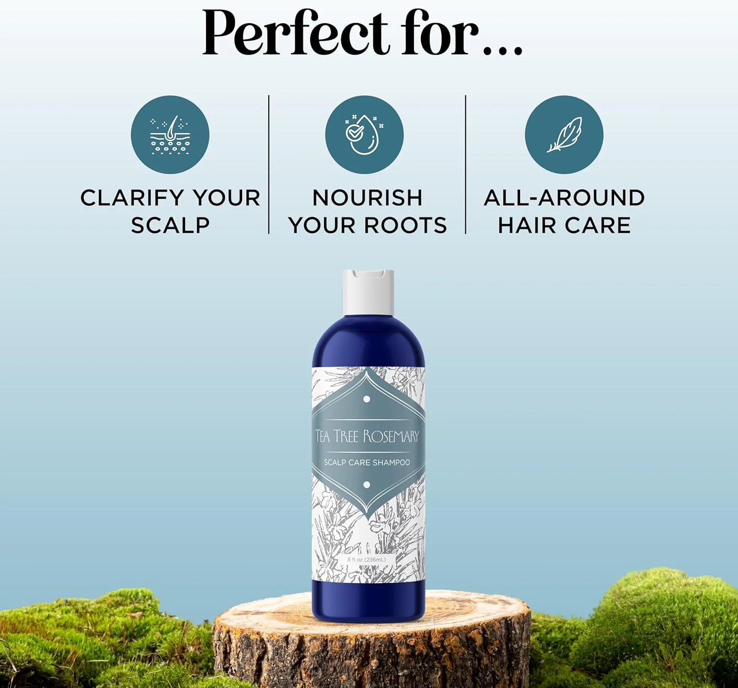 شامپو درمان شپش سر - مراقبت از مو با روغن درخت چای و رزماری برای از بین بردن شپش برای آقایان و خانم ها - روغن های ضروری ضد شپش - تسکین خارش پوست سر - شامپو ضد شوره مرطوب کننده برای موهای خشک