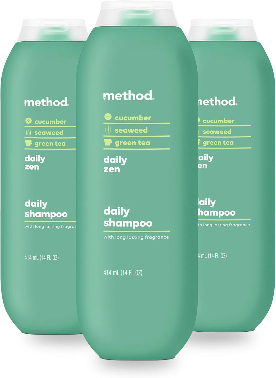 شامپو روزانه متد، ذن روزانه با رایحه خیار، چای سبز و جلبک دریایی، فاقد پارابن و سولفات، 414 میلی لیتر (بسته 3 عددی) شامپو روزانه متد، ذن روزانه با رایحه خیار، چای سبز و جلبک دریایی، فاقد پارابن و سولفات، 414 میلی لیتر (بسته 3 عددی)