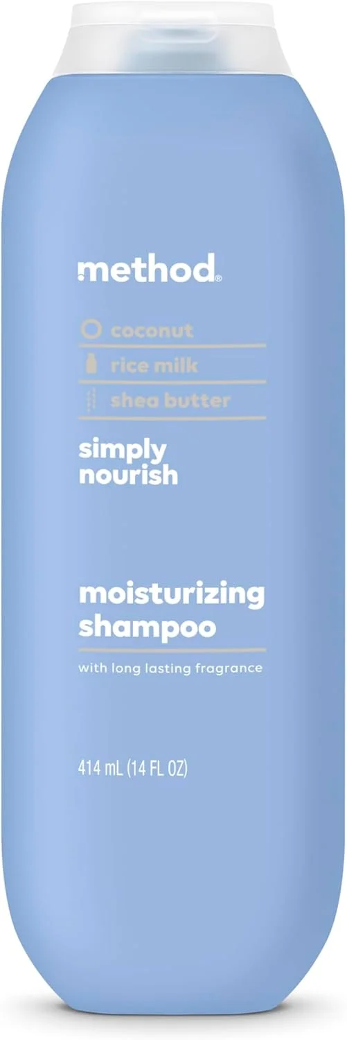 شامپو مرطوب کننده Method، تغذیه کننده ساده با رایحه شی باتر، نارگیل و شیر برنج، بدون پارابن و سولفات، 414 میلی لیتر (بسته 1 عددی) شامپو مرطوب کننده Method، تغذیه کننده ساده با رایحه شی باتر، نارگیل و شیر برنج، بدون پارابن و سولفات، 414 میلی لیتر (بسته 1 عددی)