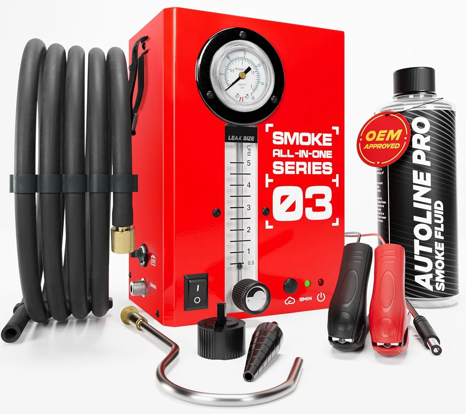 دستگاه نشت یاب دود خودرو AutoLine Pro مدل 03 | کمپرسور هوای داخلی | فشارسنج | جریان سنج اندازه نشتی | تستر تشخیص نشت خلاء