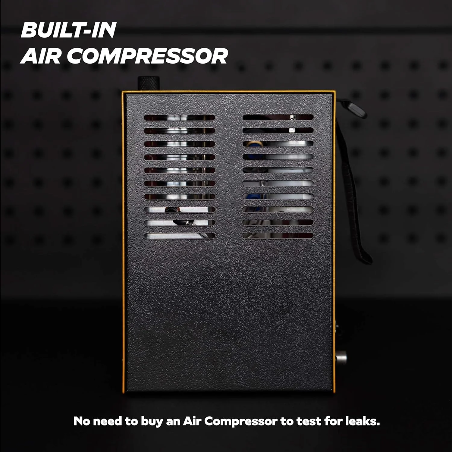 دستگاه تست نشت یاب دود خودرو مدل 03 با موتور هوای داخلی و فشار سنج - کیت ابزار آشکارساز دود اگزوز - دستگاه دود خودرو با فلومتر و مایع دود، نارنجی