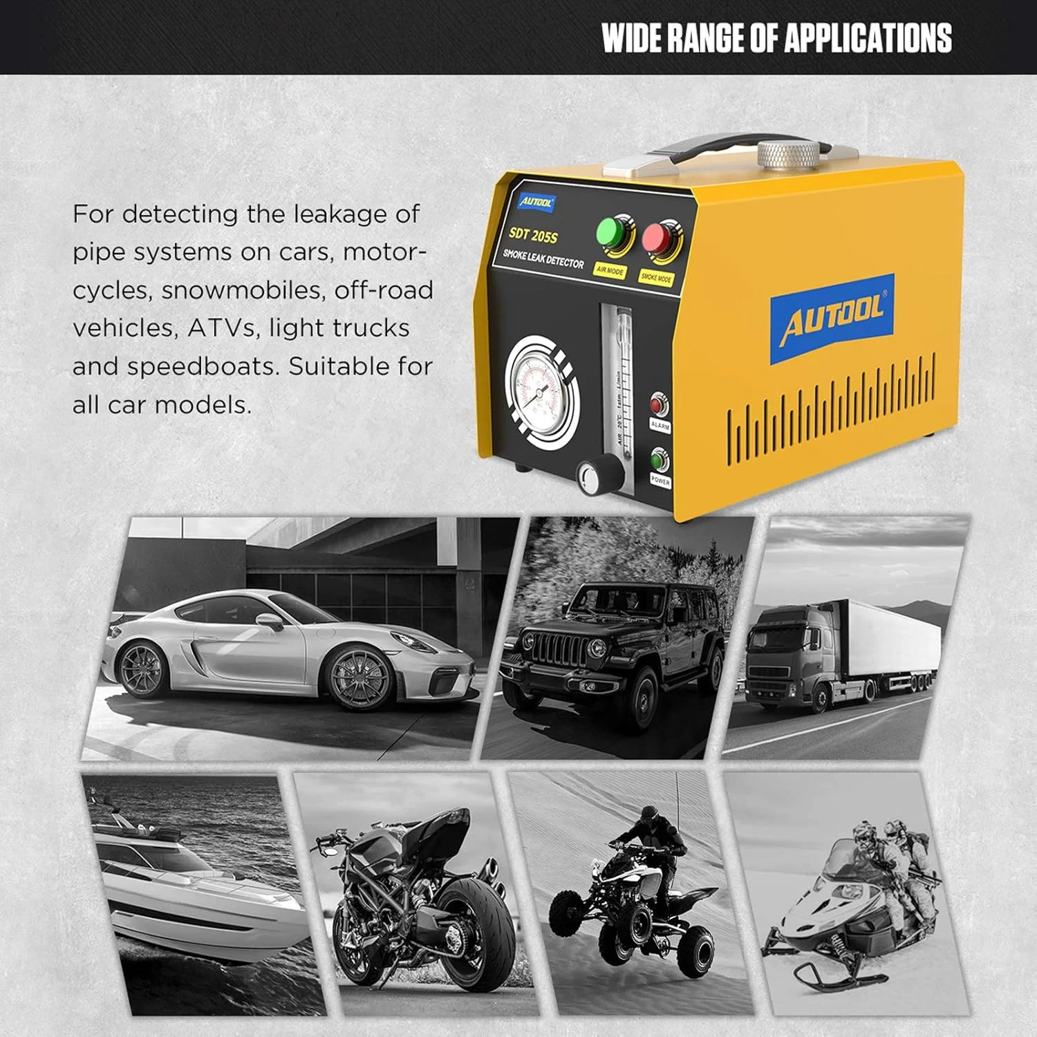 دستگاه تشخیص نشت یاب دود خودرو AUTOOL با حالت دوگانه EVAP Vacuum برای همه وسایل نقلیه