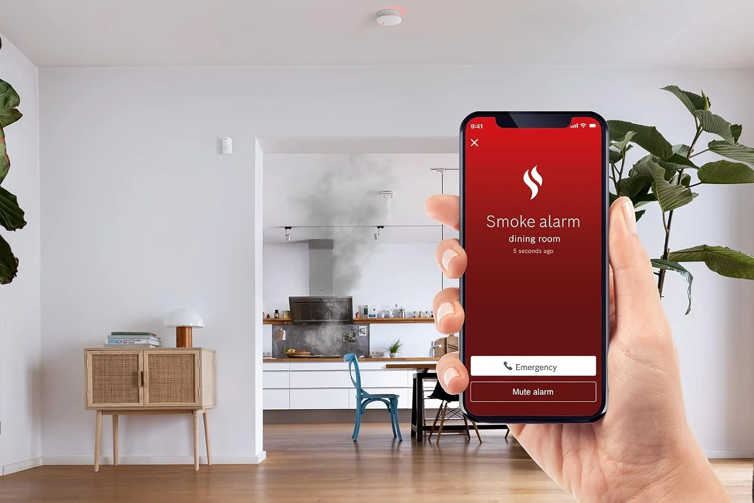آشکارساز دود هوشمند Bosch Smart Home II، با عملکرد برنامه، سازگار با Apple HomeKit