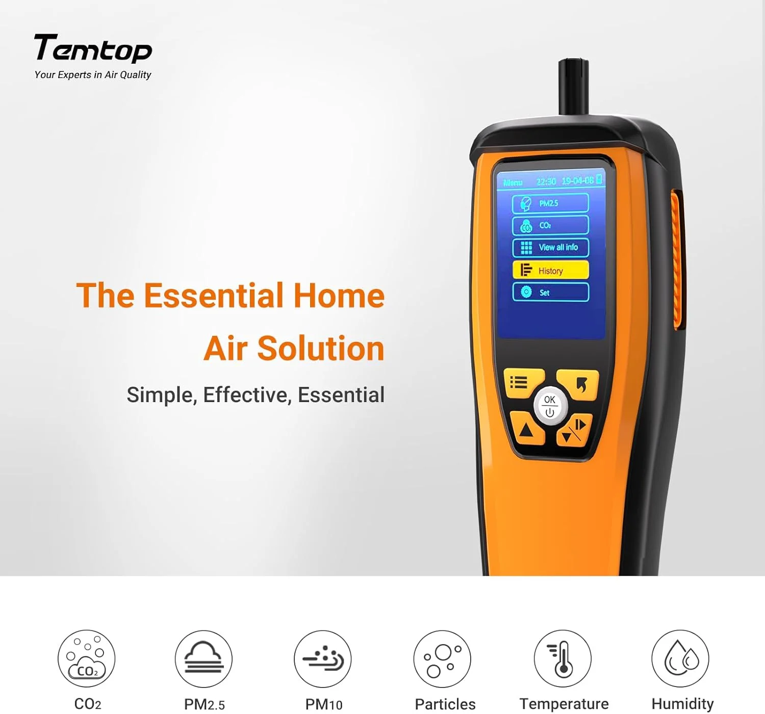 دستگاه سنجش کیفیت هوای داخل خانه Temtop M2000 نسل دوم PM2.5 PM10 CO2 HCHO با قابلیت خروجی داده