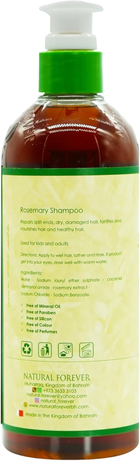 شامپو رزماری نچرال فوراور برای موهای چرب | مواد طبیعی | پشتیبانی از رشد مو | ترمیم موهای آسیب دیده | ملایم برای تمام سنین | 500 میلی لیتر شامپو رزماری نچرال فوراور برای موهای چرب | مواد طبیعی | پشتیبانی از رشد مو | ترمیم موهای آسیب دیده | ملایم برای تمام سنین | 500 میلی لیتر