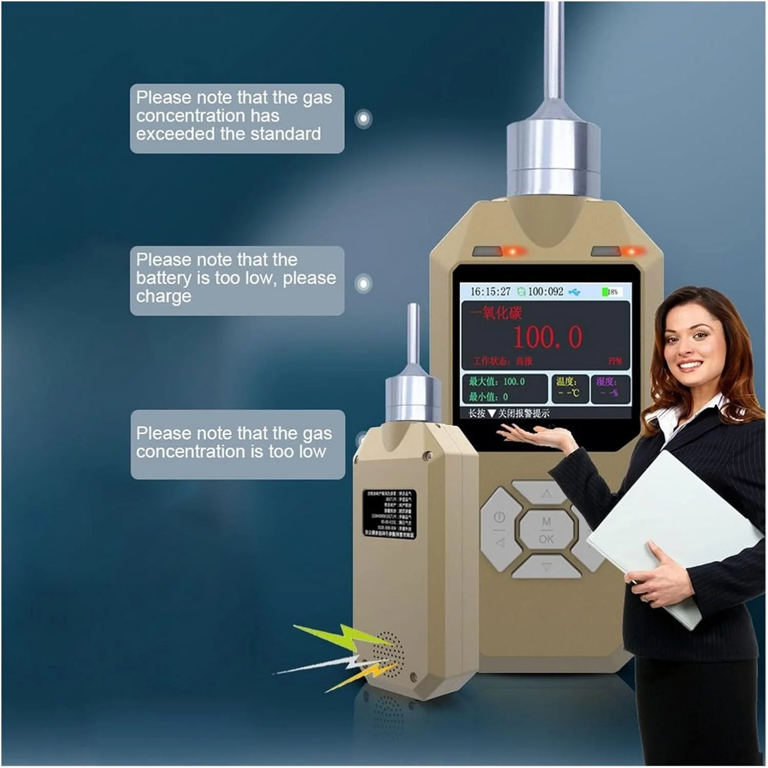 دستگاه تشخیص گاز CQRMT، آشکارساز دیجیتال O3، پمپ اوزون، صفحه نمایش اوزون با سیستم هشدار، آنالایزر گاز، سنسور گاز حرفه ای