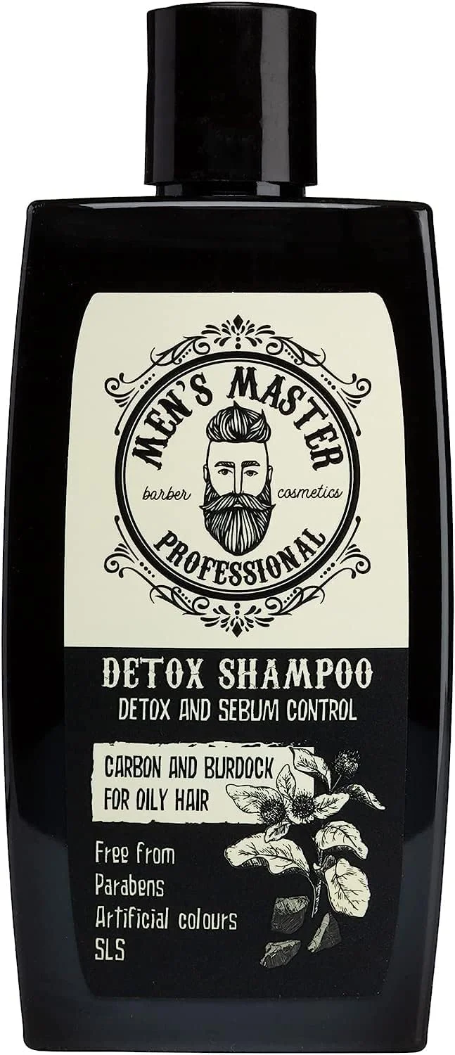 شامپو سم زدای ضد ریزش مو مردانه مستر | شامپو زغال فعال، تقویت کننده مو و جلوگیری از ریزش مو | شامپو برای موهای چرب | فاقد پارابن | شامپو ضد شوره سر مردانه | 260 میلی لیتر