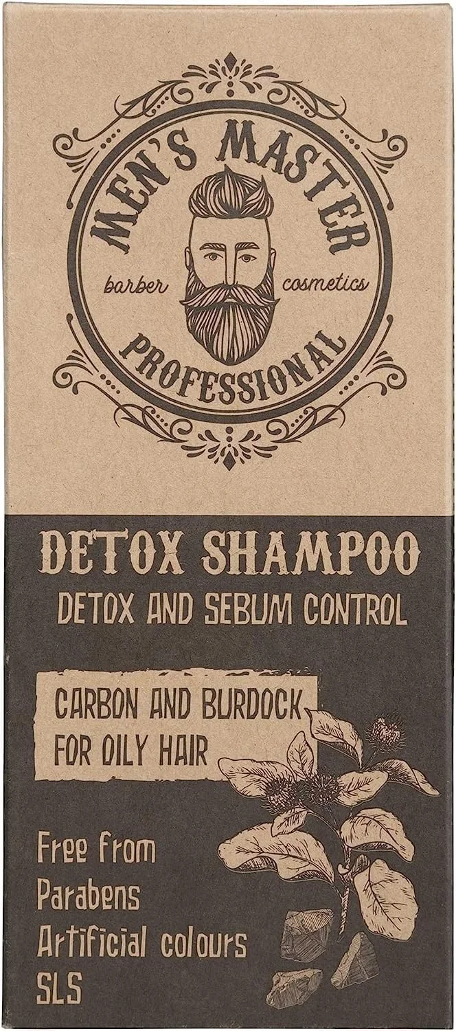 شامپو سم زدای ضد ریزش مو مردانه مستر | شامپو زغال فعال، تقویت کننده مو و جلوگیری از ریزش مو | شامپو برای موهای چرب | فاقد پارابن | شامپو ضد شوره سر مردانه | 260 میلی لیتر