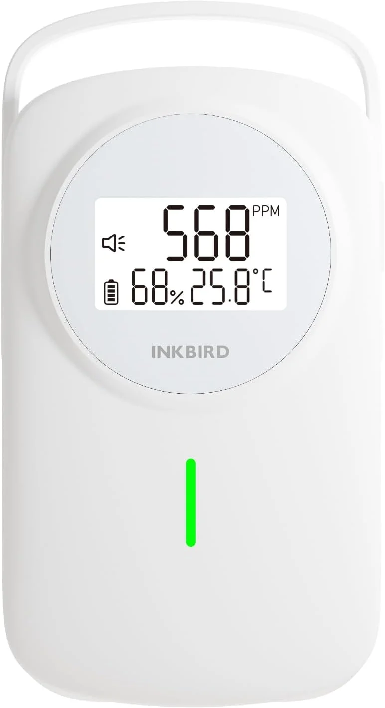 دستگاه سنجش کیفیت هوای داخل INKBIRD IAM-O2، دستگاه تشخیص CO2 سه کاره، نمایشگر دما و رطوبت، سیستم هشدار دوگانه، مناسب برای خانه، مدرسه، دفتر، وسایل نقلیه تفریحی