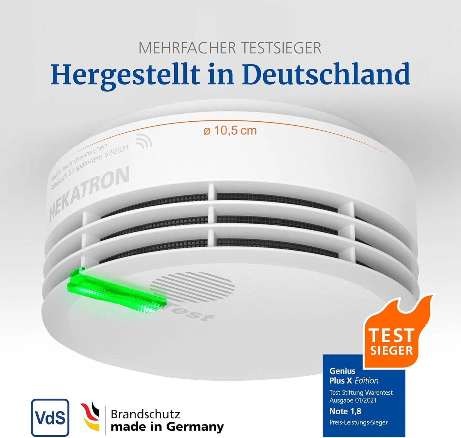 آشکارساز دود Hekatron Genius Plus X Edition 2021 - شامل باتری و پدهای چسبی - سفید آشکارساز دود Hekatron Genius Plus X Edition 2021 - شامل باتری و پدهای چسبی - سفید