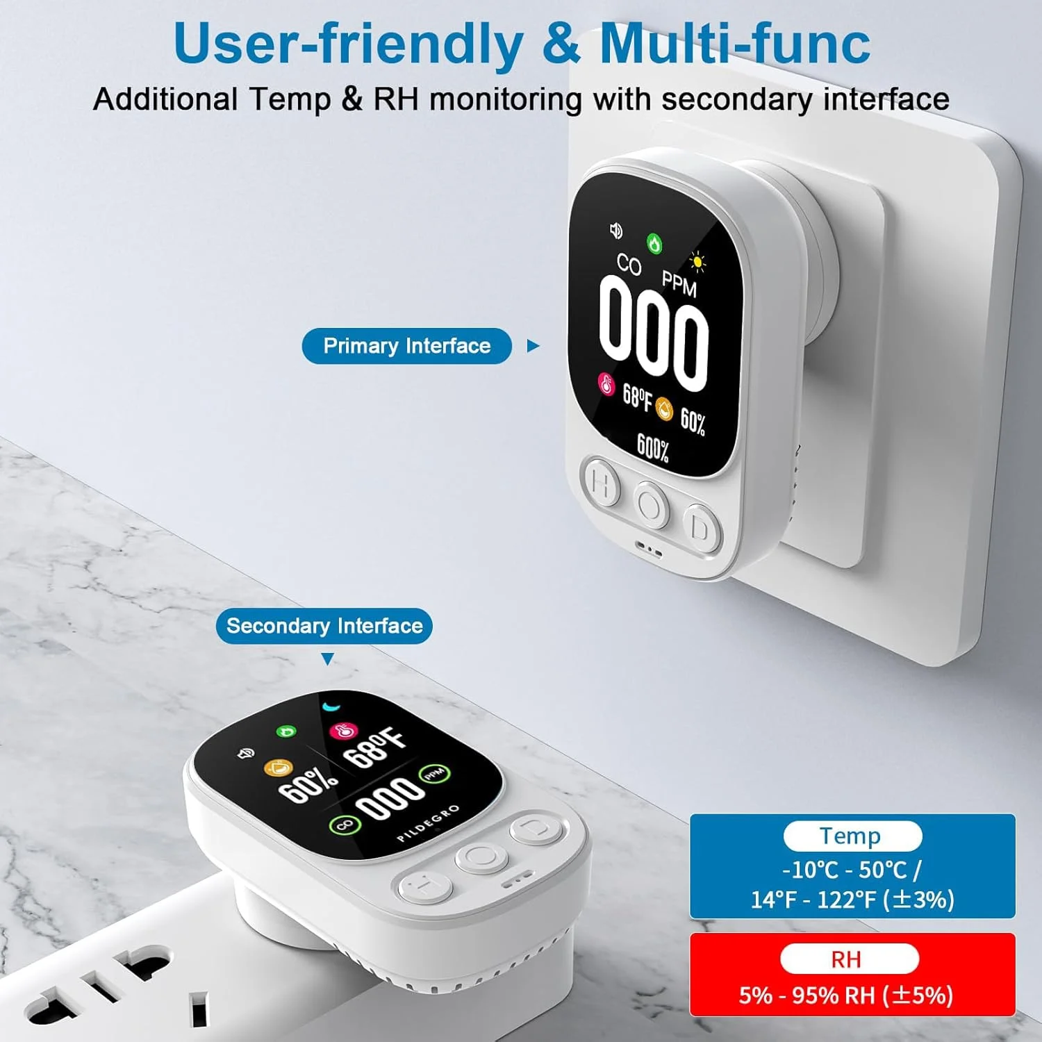 دستگاه تشخیص مونوکسید کربن 3 در 1 HYRAINBOW، مانیتور حرفه ای CO با نمایشگر LED 2.1 اینچی، قابلیت اتصال آسان و نمایش لحظه ای دما و رطوبت، آلارم مسافرتی قابل حمل با صدای بلند 85 دسی بل برای ایمنی هوا (سفید/کلاسیک) دستگاه تشخیص مونوکسید کربن 3 در 1 HYRAINBOW، مانیتور حرفه ای CO با نمایشگر LED 2.1 اینچی، قابلیت اتصال آسان و نمایش لحظه ای دما و رطوبت، آلارم مسافرتی قابل حمل با صدای بلند 85 دسی بل برای ایمنی هوا (سفید/کلاسیک)